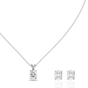 1.50ct Long Cushion Natural Diamond Pendant set