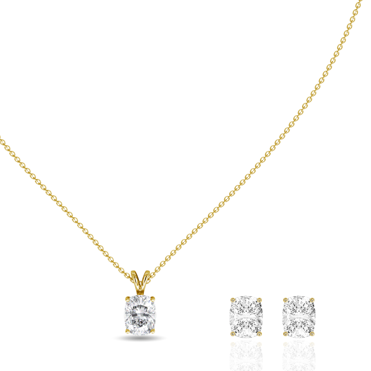 1.50ct Long Cushion Natural Diamond Pendant set