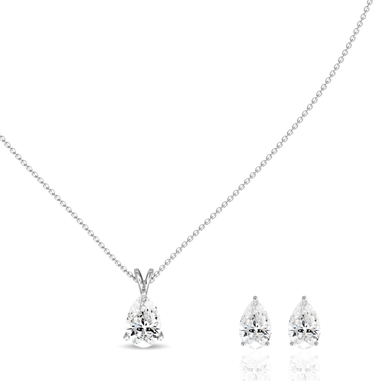 1.00ct Pear Natural Diamond Pendant set