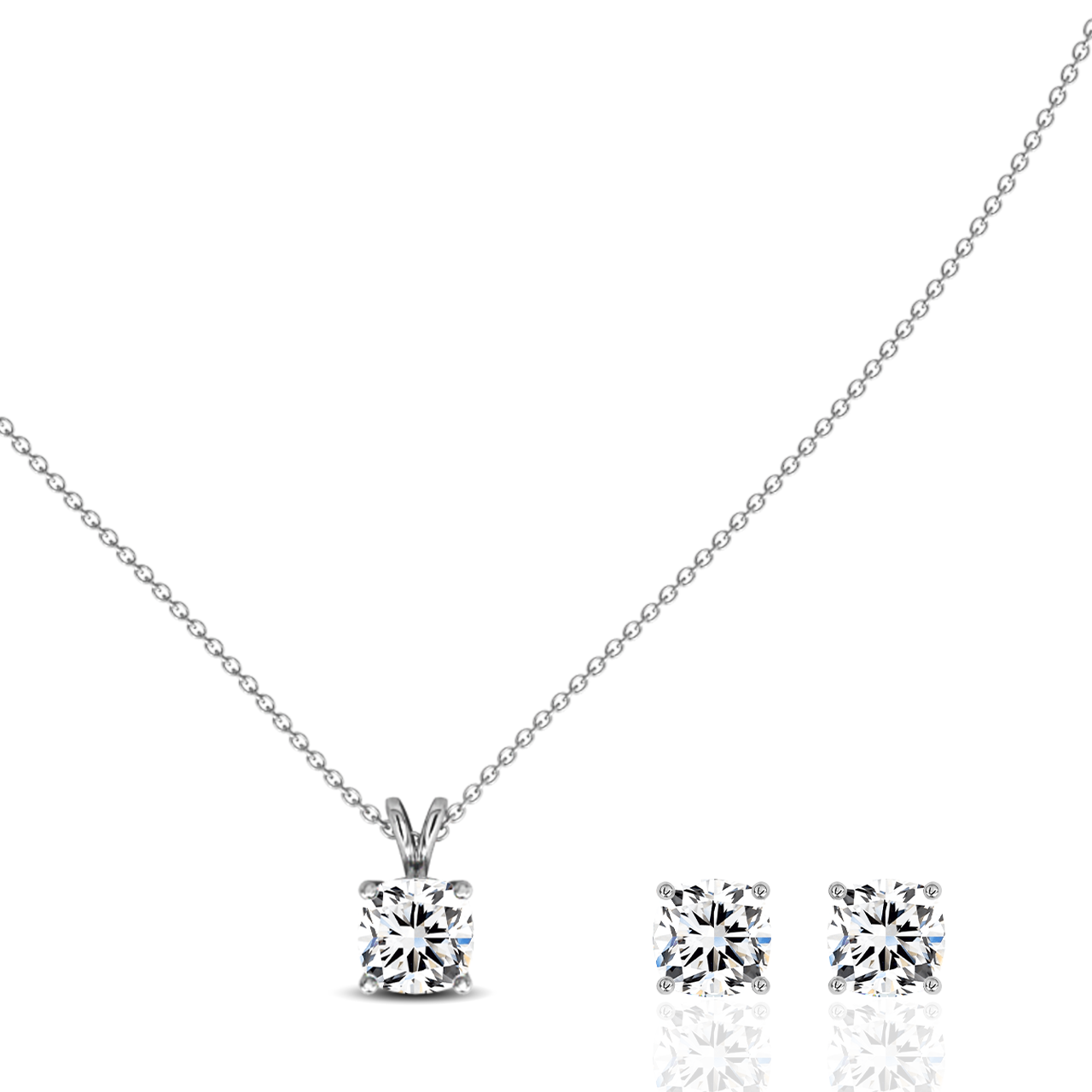 1.00ct Square Cushion Lab-Grown Diamond Pendant set