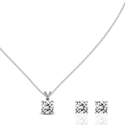 1.00ct Square Cushion Natural Diamond Pendant set