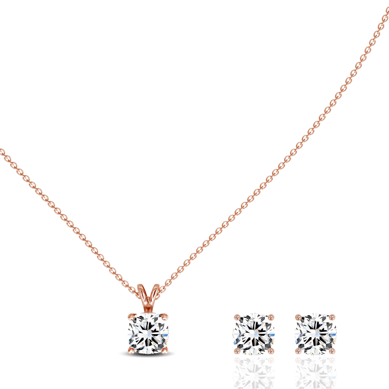 1.00ct Square Cushion Lab-Grown Diamond Pendant set