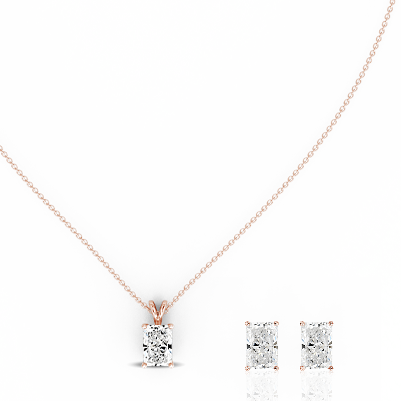 1.00ct Radiant Lab-Grown Diamond Pendant set