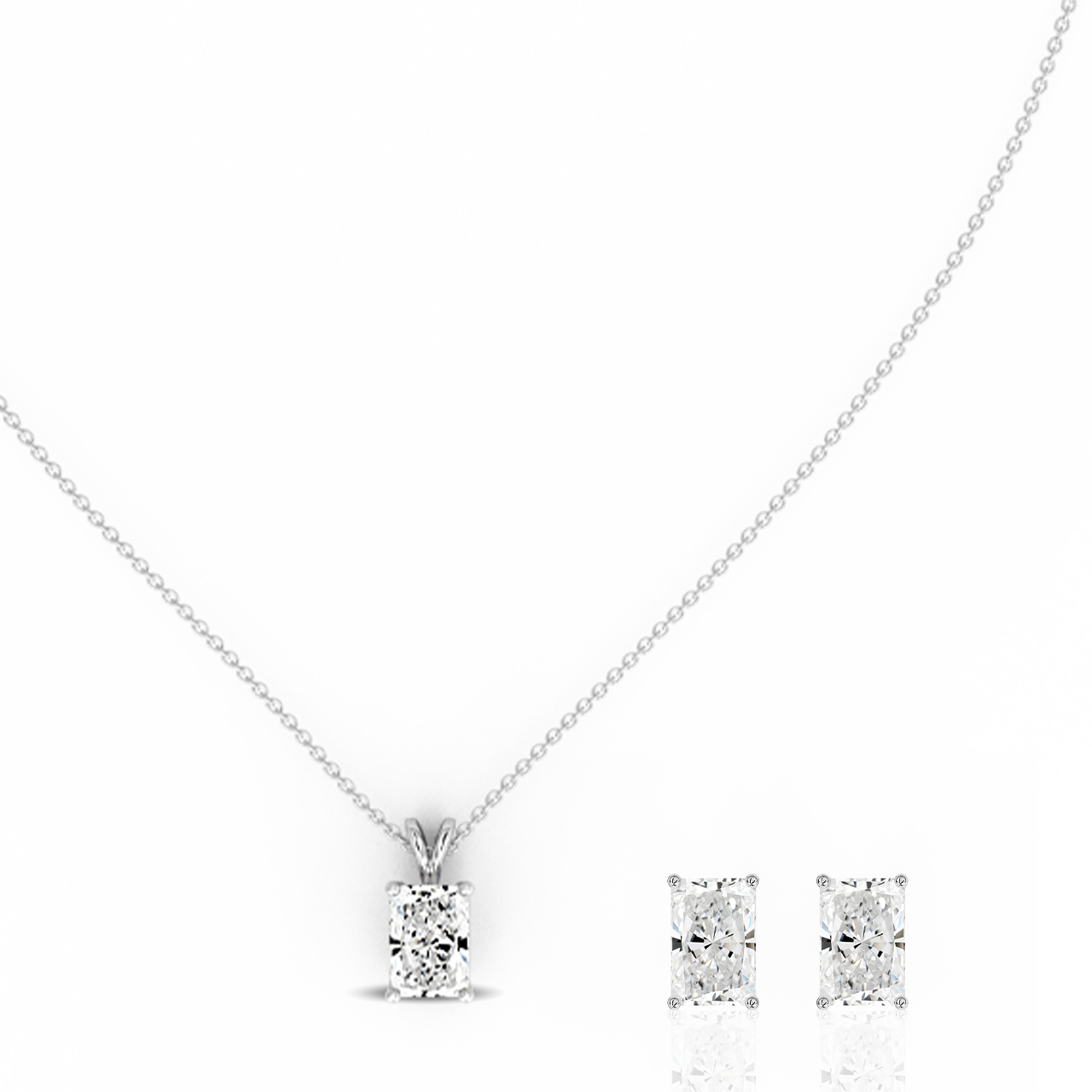 1.00ct Radiant Lab-Grown Diamond Pendant set