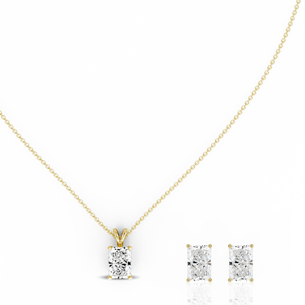 1.50ct Radiant Lab-Grown Diamond Pendant set