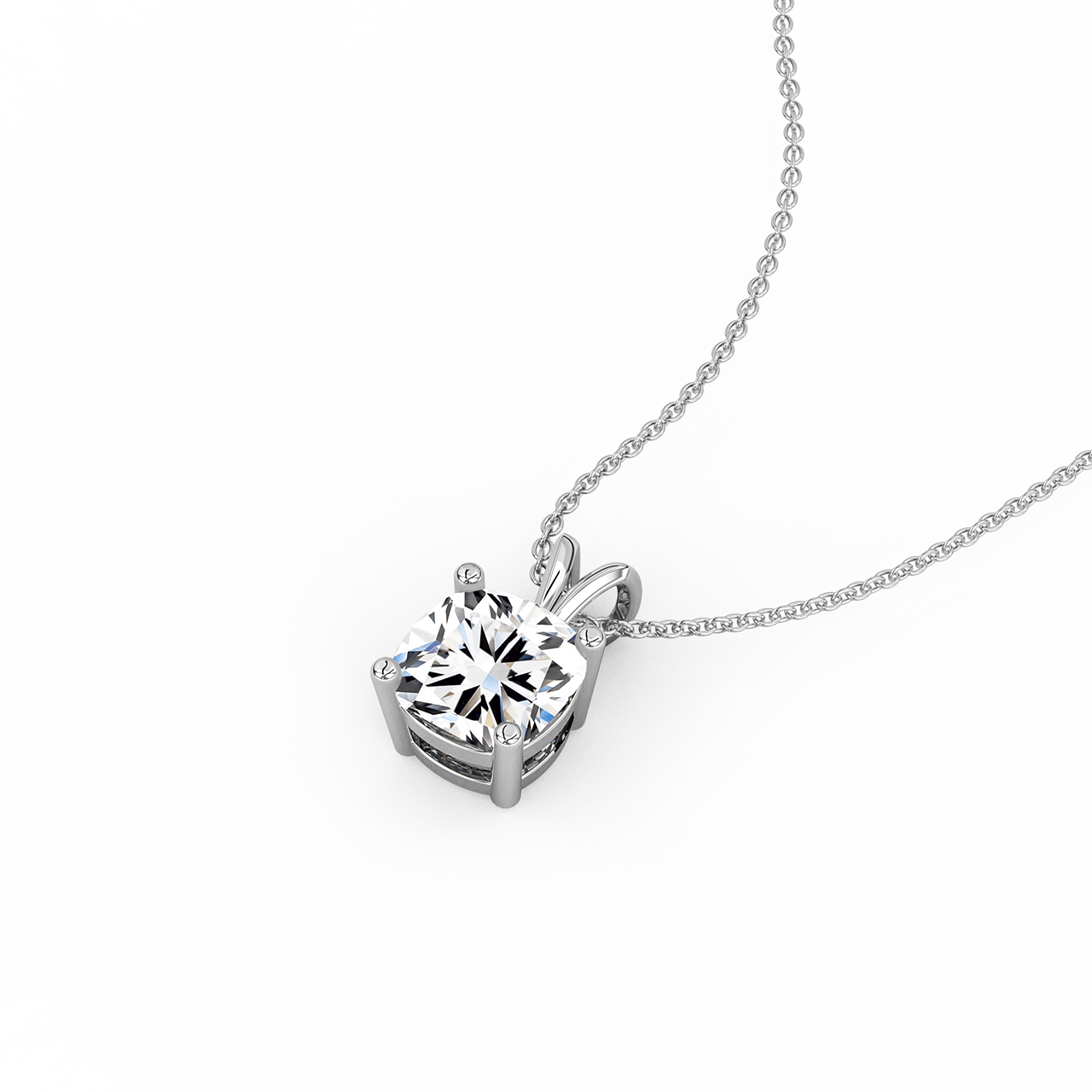 1.50ct Square Cushion Natural Diamond Pendant
