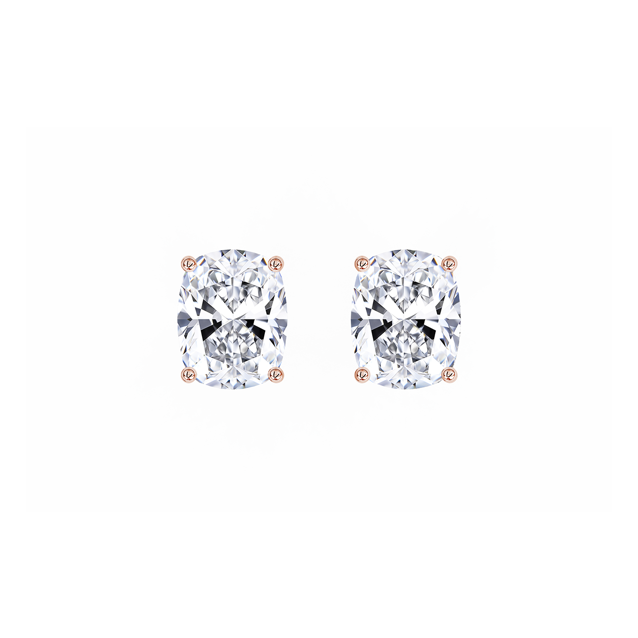 Long Cushion Natural Diamond Studs – 1.50ct TDW
