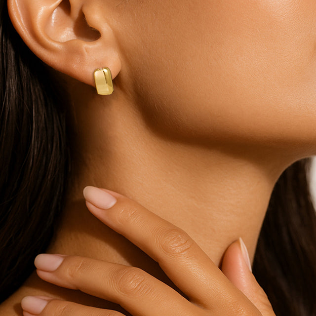 14K Yellow Electroform 19 mm Puffed Hoop Earrings