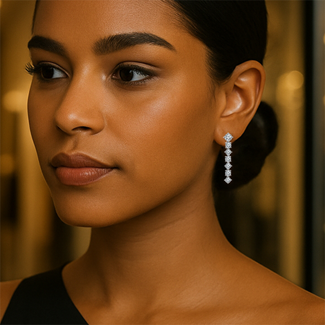 Sterling Silver Imitation White Cubic Zirconia Earrings
