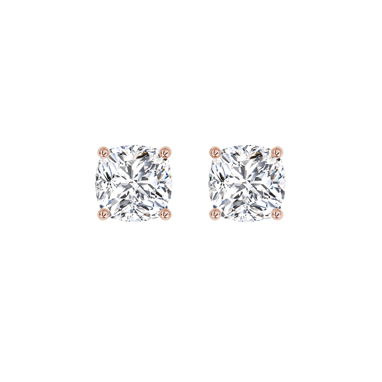 Square Cushion Natural Diamond Studs – 2.00ct TDW