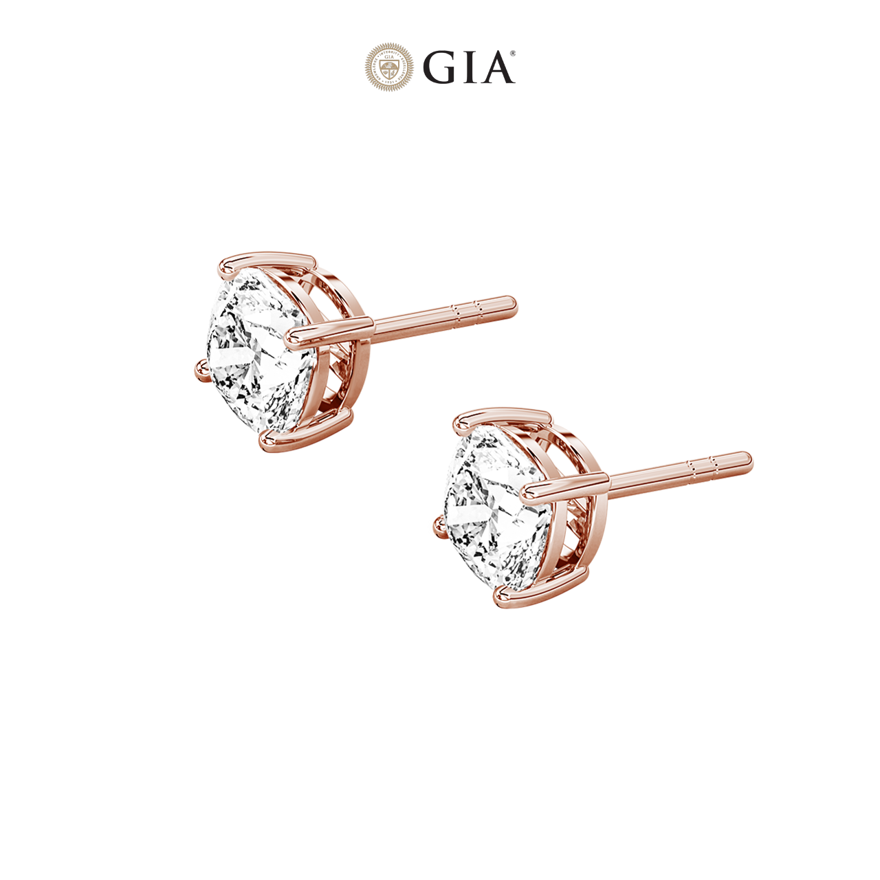 Square Cushion Natural Diamond Studs – 2.00ct TDW