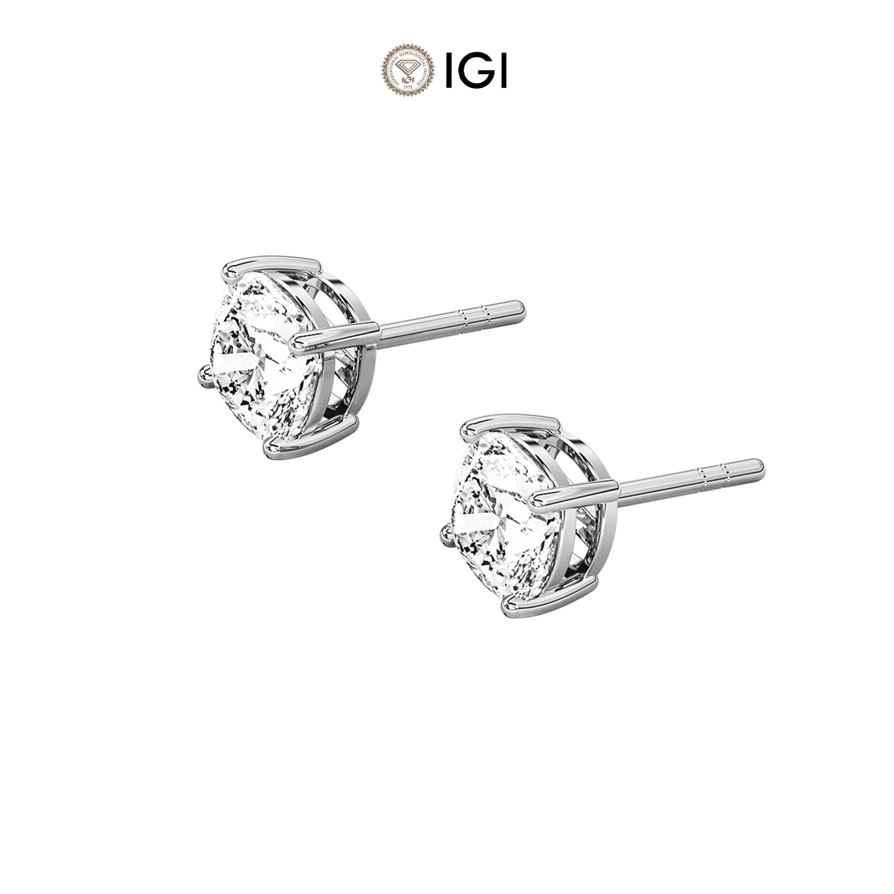 Square Cushion Lab-Grown Diamond Studs – 2.00ct TDW
