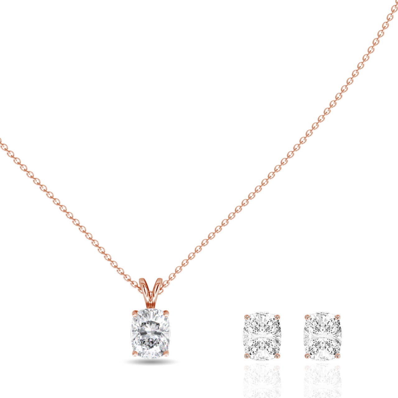 2.00ct Long Cushion Natural Diamond Pendant set