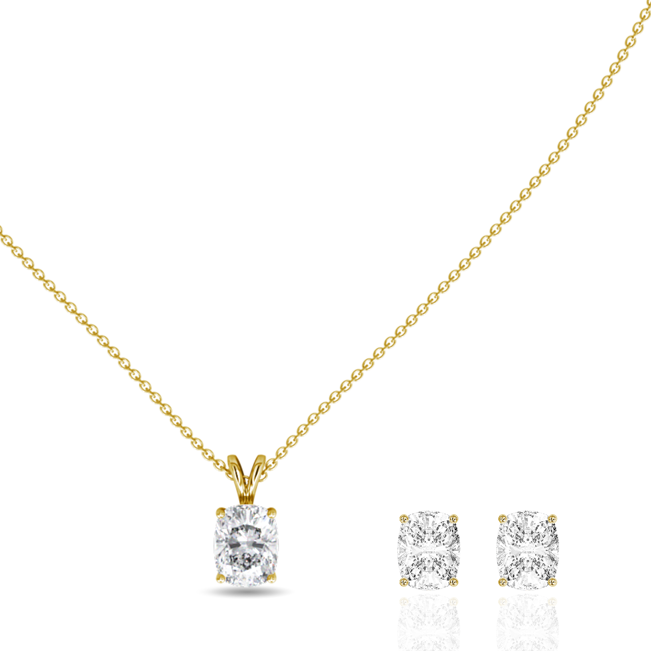 2.00ct Long Cushion Lab-Grown Diamond Pendant set