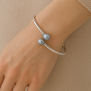 Sterling Silver Cultured Gray Freshwater Pearl Flexible Bangle Bracelet