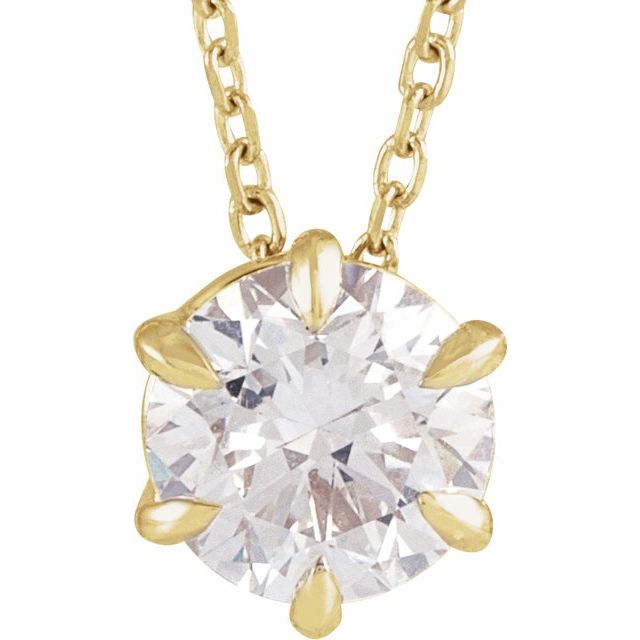 14K Yellow 1 CT Lab-Grown Diamond Solitaire 16-18' Necklace