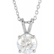 14K White  1 CT Lab-Grown Diamond Solitaire 16-18' Necklace
