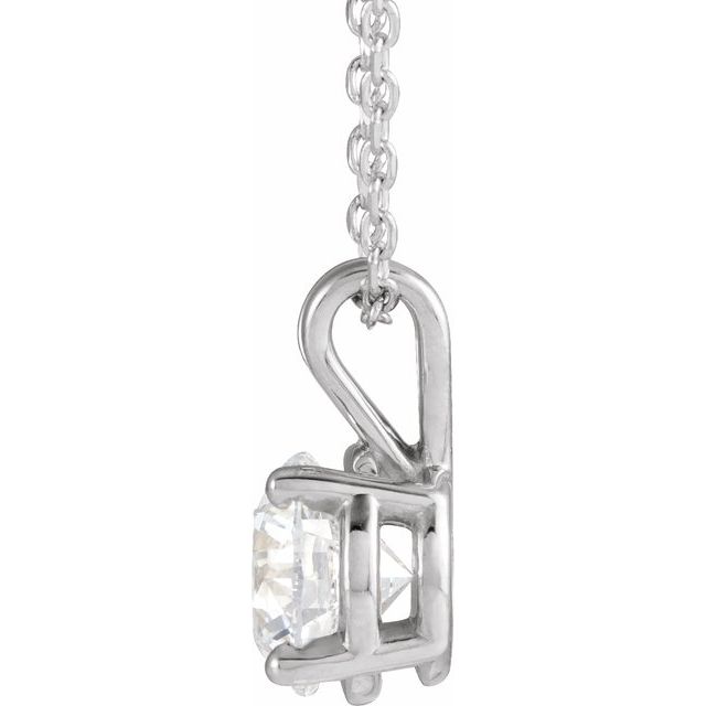 14K White  1 CT Lab-Grown Diamond Solitaire 16-18' Necklace