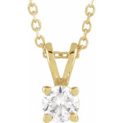 14K Yellow  1/4 CT Lab-Grown Diamond Solitaire 16-18' Necklace