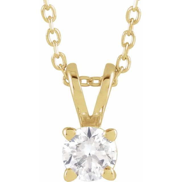 14K Yellow  1/4 CT Lab-Grown Diamond Solitaire 16-18' Necklace