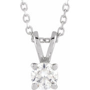 14K White  1/4 CT Lab-Grown Diamond Solitaire 16-18' Necklace