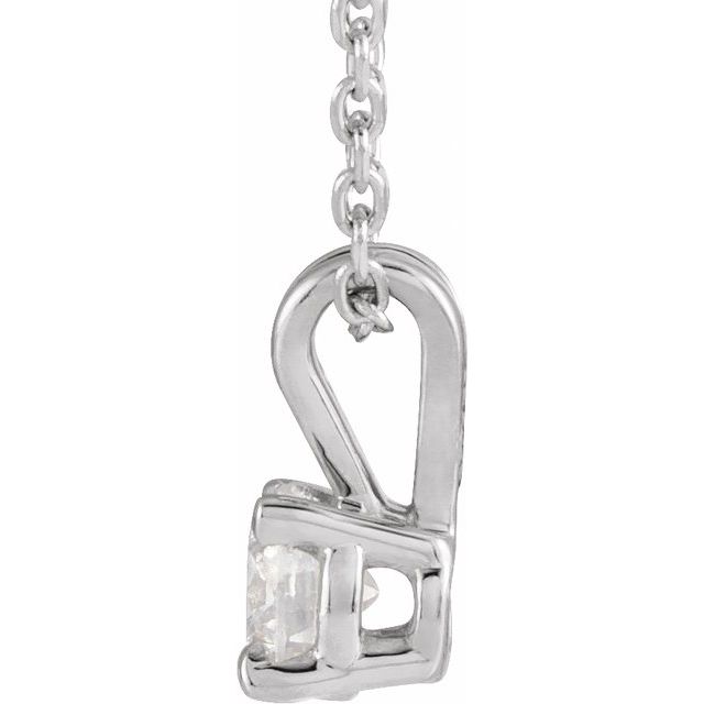 14K White  1/4 CT Lab-Grown Diamond Solitaire 16-18' Necklace