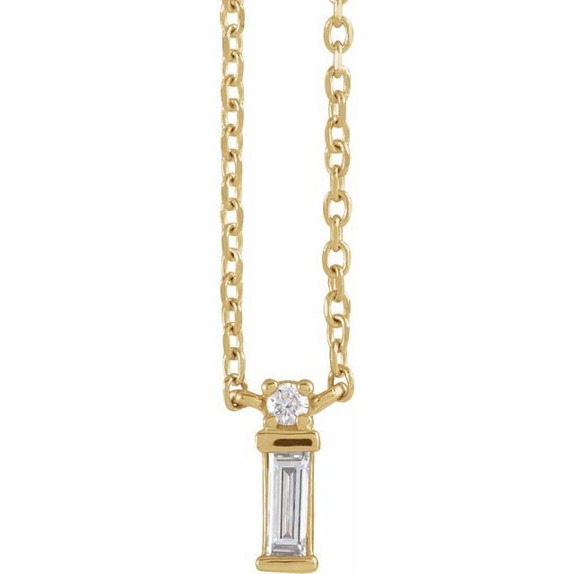 14K Yellow .07 CTW Natural Diamond Bar 18' Necklace