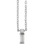 14K White .07 CTW Natural Diamond Bar 18' Necklace
