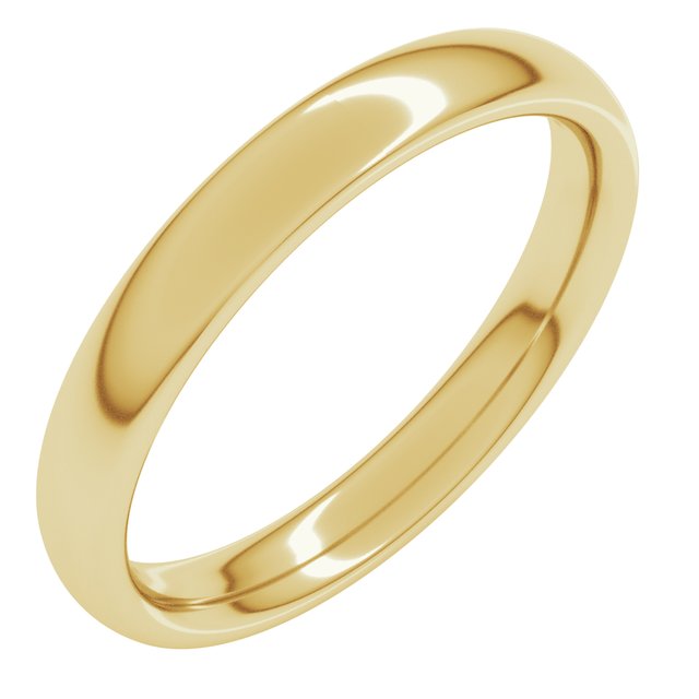 14K Yellow 3 mm Comfort-Fit Standard Weight European-Style Band Size 9.5
