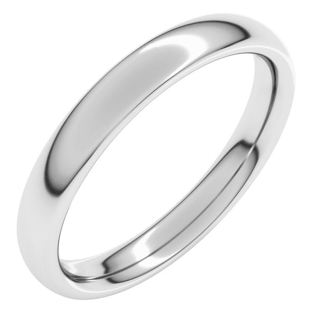 14K White 3 mm Comfort-Fit Standard Weight European-Style Band Size 6