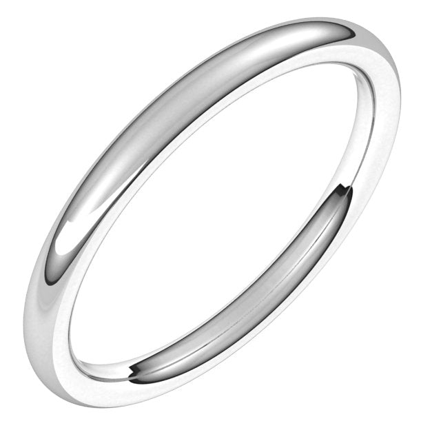 14K White 2 mm Comfort-Fit Standard Weight European-Style Band Size 9.5