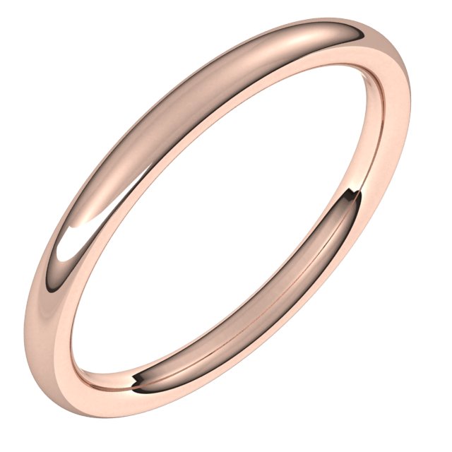14K Rose 2 mm Comfort-Fit Standard Weight European-Style Band Size 6.5