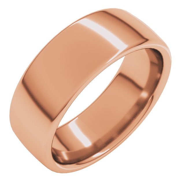 14K Rose 7 mm Comfort-Fit Standard Weight European-Style Band Size 9