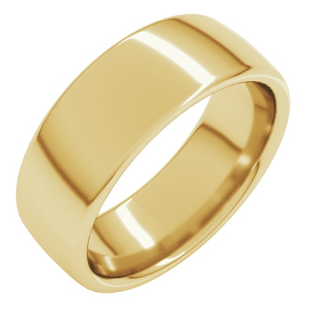 14K Yellow 7 mm Comfort-Fit Standard Weight European-Style Band Size 8