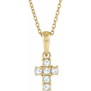 14K Yellow 1/6 CTW Rose-Cut Natural Diamond Cross 16-18' Necklace