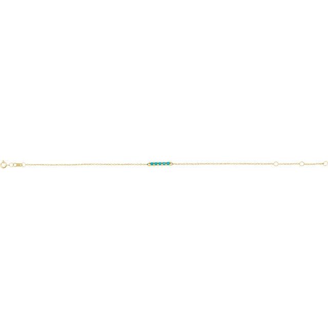 14K Yellow Natural Turquoise Bar 6 1/2-7 1/2' Bracelet