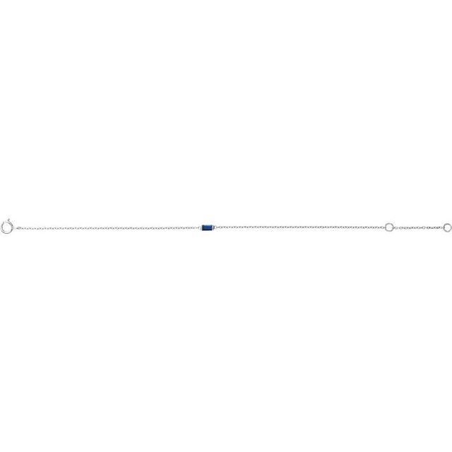 14K White Straight Baguette Natural Blue Sapphire 6 1/2-7 1/2' Bracelet
