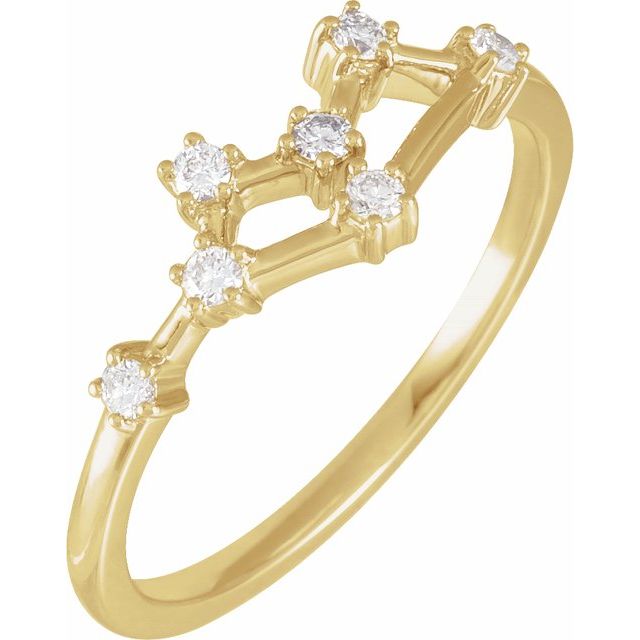 14K Yellow 1/6 CTW Natural Diamond Gemini Constellation Ring