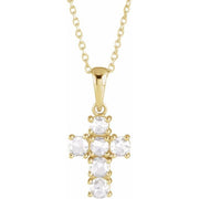 14K Yellow 3/8 CTW Rose-Cut Natural Diamond Cross 16-18' Necklace