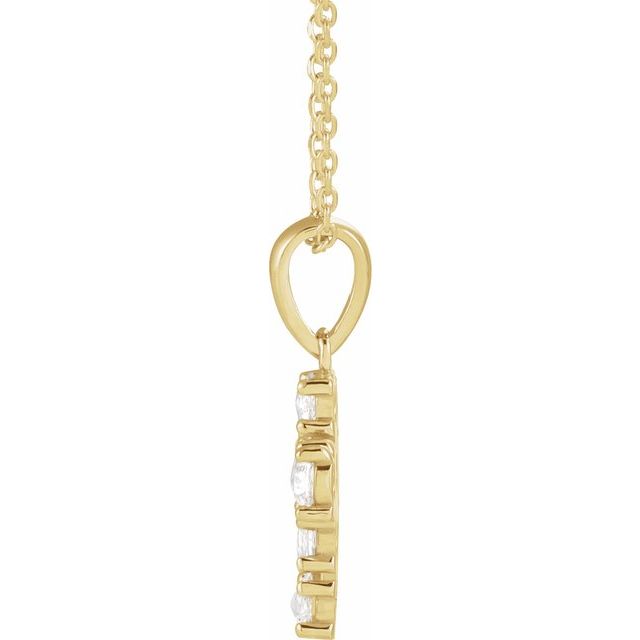 14K Yellow 3/8 CTW Rose-Cut Natural Diamond Cross 16-18' Necklace