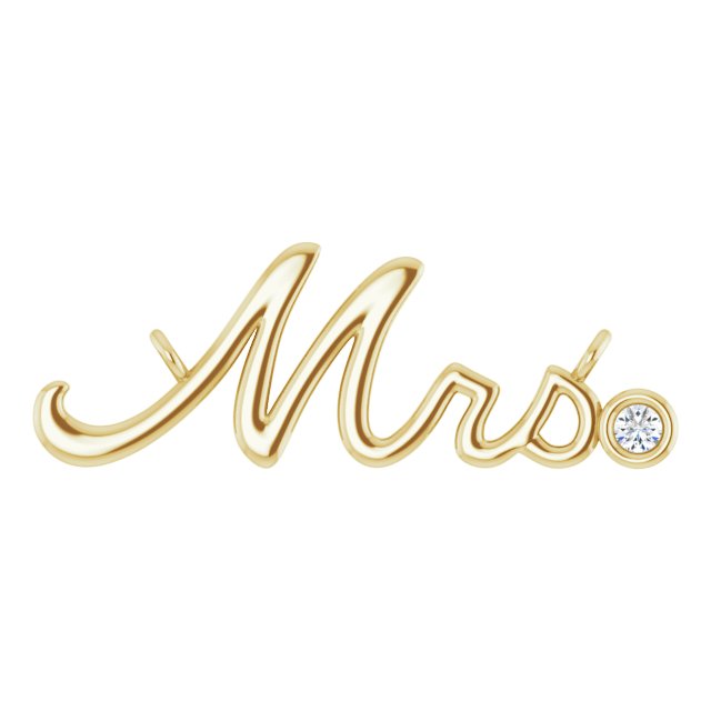 14K Yellow .015 CT Natural Diamond Mrs Necklace Center