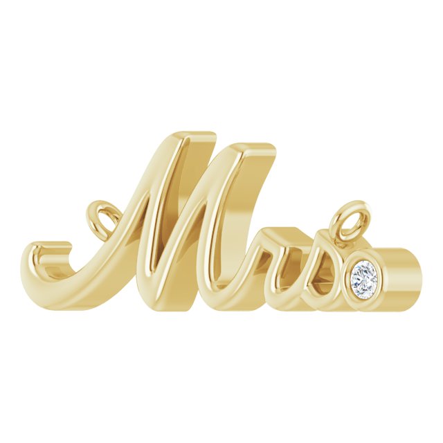 14K Yellow .015 CT Natural Diamond Mrs Necklace Center