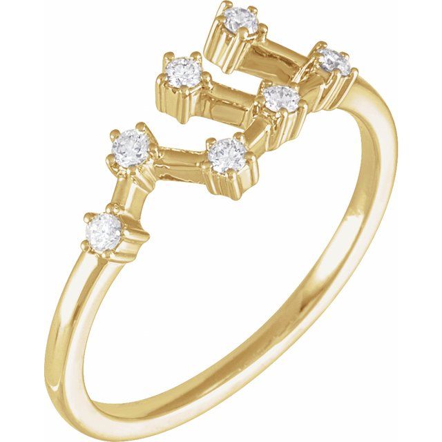 14K Yellow 1/6 CTW Natural Diamond Virgo Constellation Ring