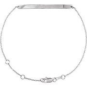 14K White Engravable Skinny Bar 6 1/2-7 1/2' Bracelet
