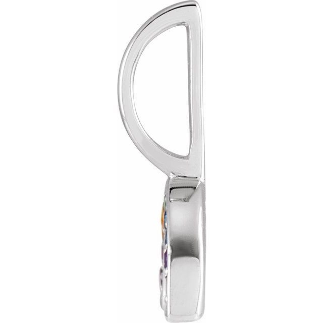 14K White Natural Multi-Gemstone Rainbow Charm/Pendant