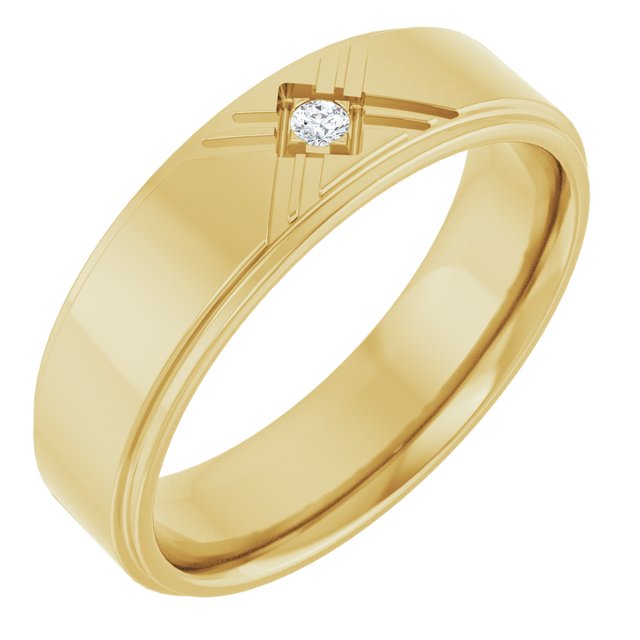 14K Yellow .03 CT Natural Diamond Band Size 8