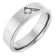 14K White .03 CT Natural Diamond Band Size 10