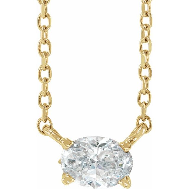 14K Yellow 1/2 CTW Lab-Grown Diamond Solitaire 16-18' Necklace