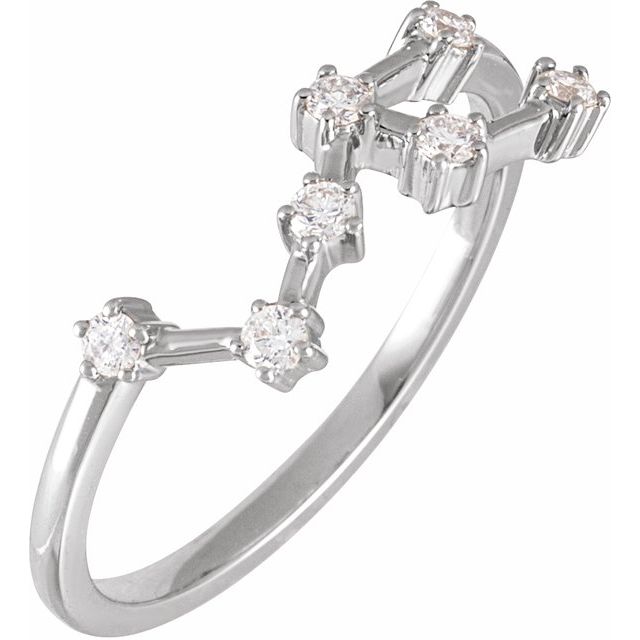 14K White 1/5 CTW Natural Diamond Leo Constellation Ring