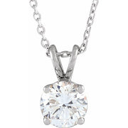 14K White  7/8 CT Lab-Grown Diamond Solitaire 16-18' Necklace